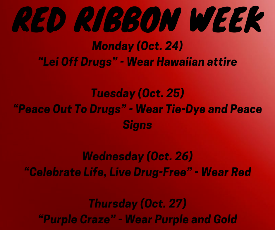 Red background with red ribbon week