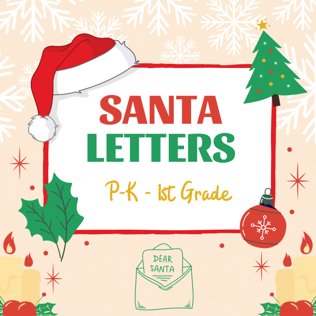 santa hat, tree, ornament santa letter banner